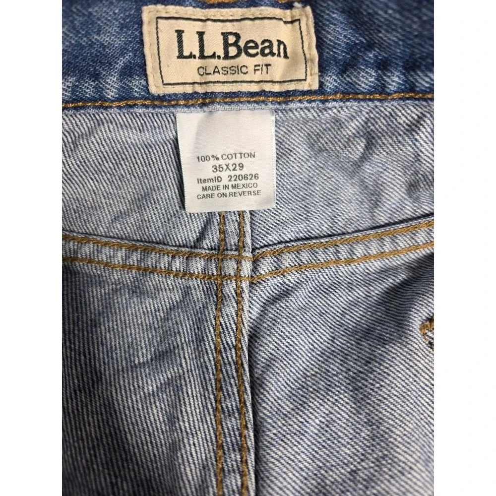 L.L.Bean Classic Fit Jeans Mens 35X29 Blue Medium Wash 100% Cotton Denim